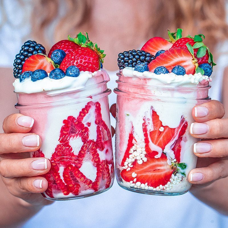 Millet pudding jar with fresh fruits