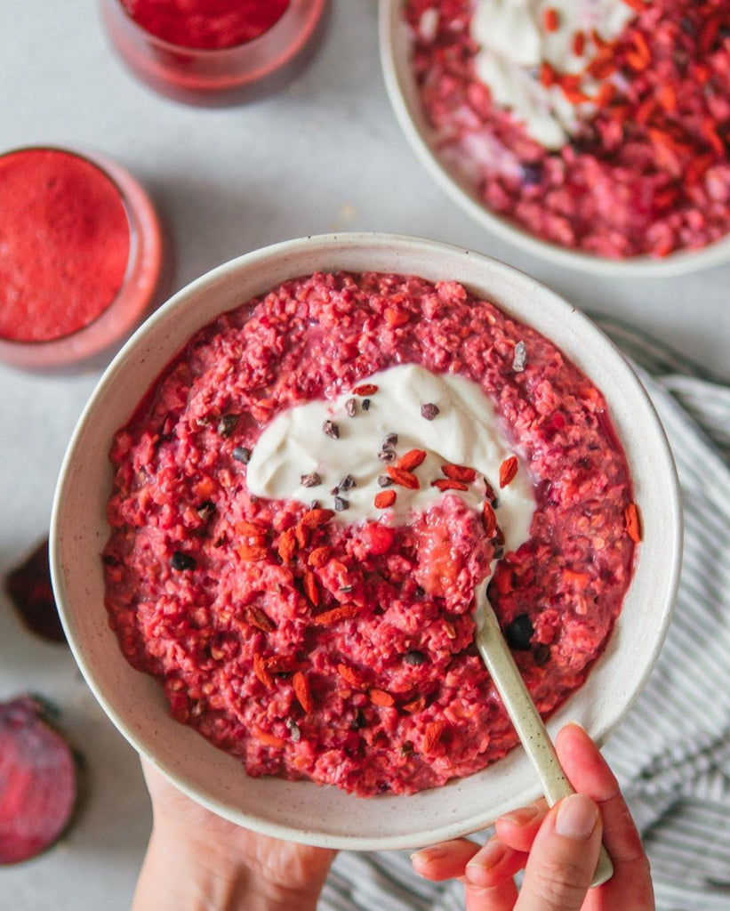 Zero Waste Rote Bete - Orangen Porridge und Saft