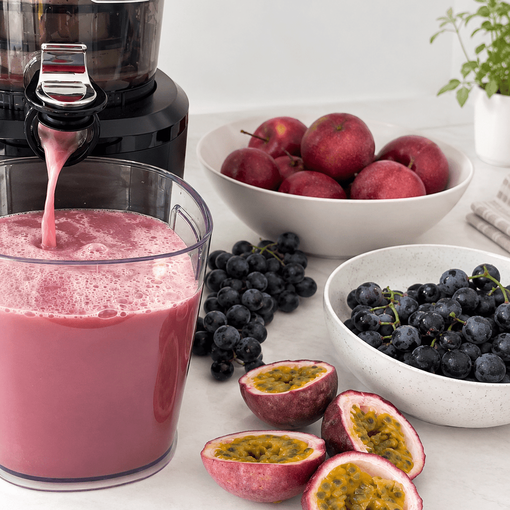 Trauben-Apfel-Saft mit Passionsfrucht